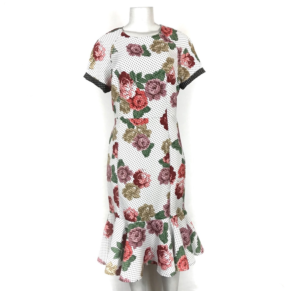 Asos Dress Size 10 Floral Polka Dot Short Sleeve Cottagecore